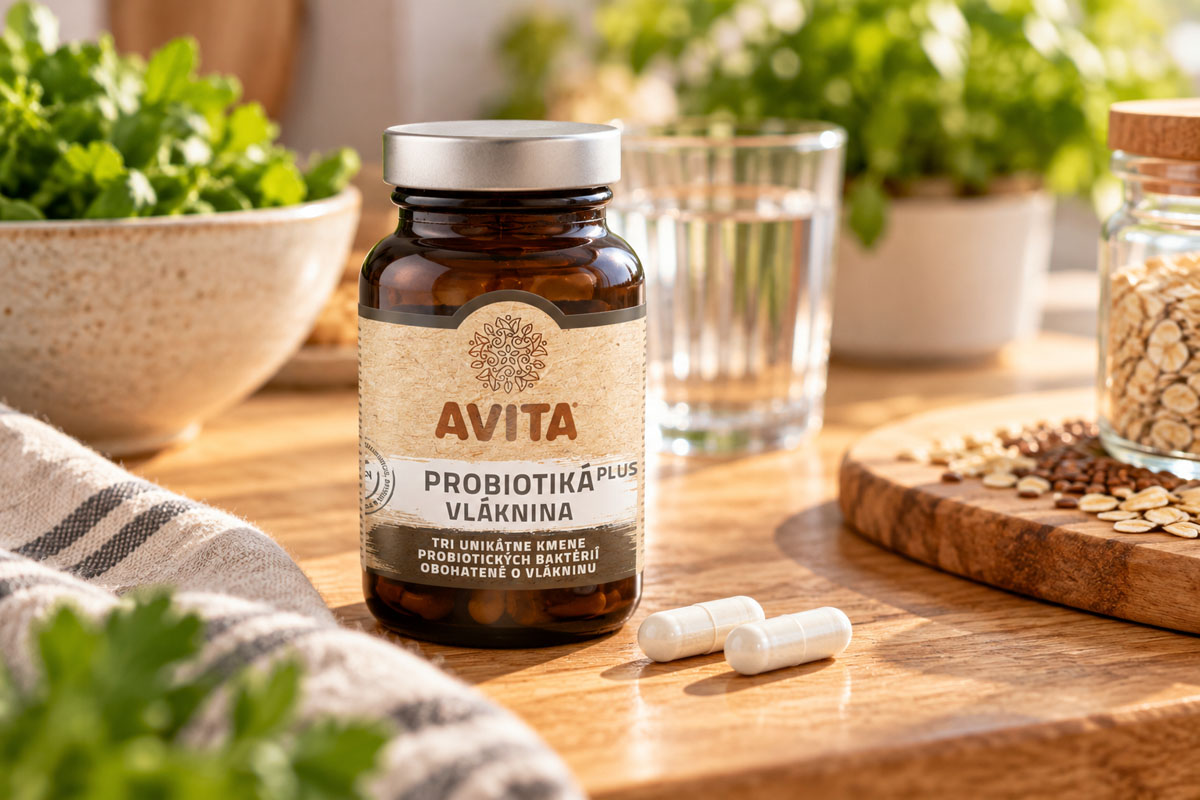 Probiotika plus vláknina, denní dávka dvě tablety pro dospělého